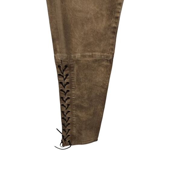 4211 )Polo Ralph Lauren Tan Tompkins Western Lace Up Skinny Jeans Size 30 - Picture 3 of 12